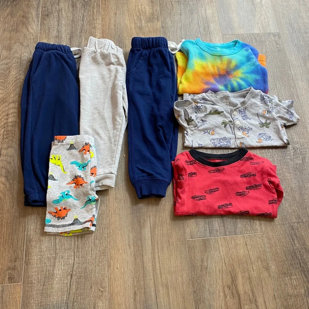 Carters Simple Joys Toddler Boys 24M Clothing Lot‎ 7pc Pants Shirts Dinosaurs